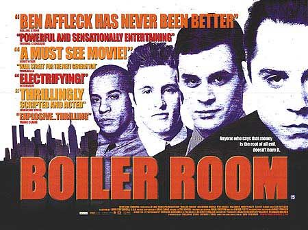 Boiler Room (2000) film afişi: filmin genç oyuncu kadrosu ve eleştirmen alıntıları